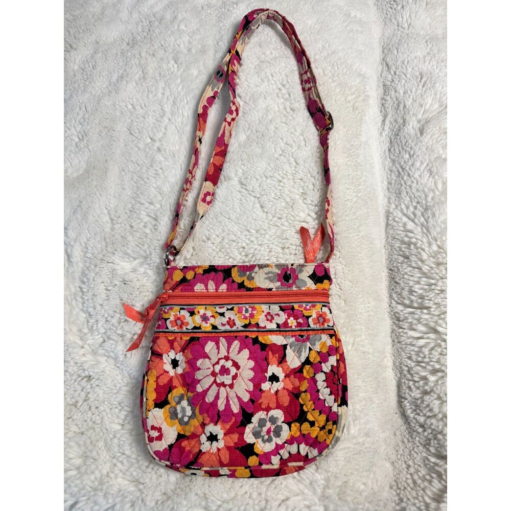 Vera Bradley Floral Quilted Crossbody Bag Pink Red Coral Multicolor Purse